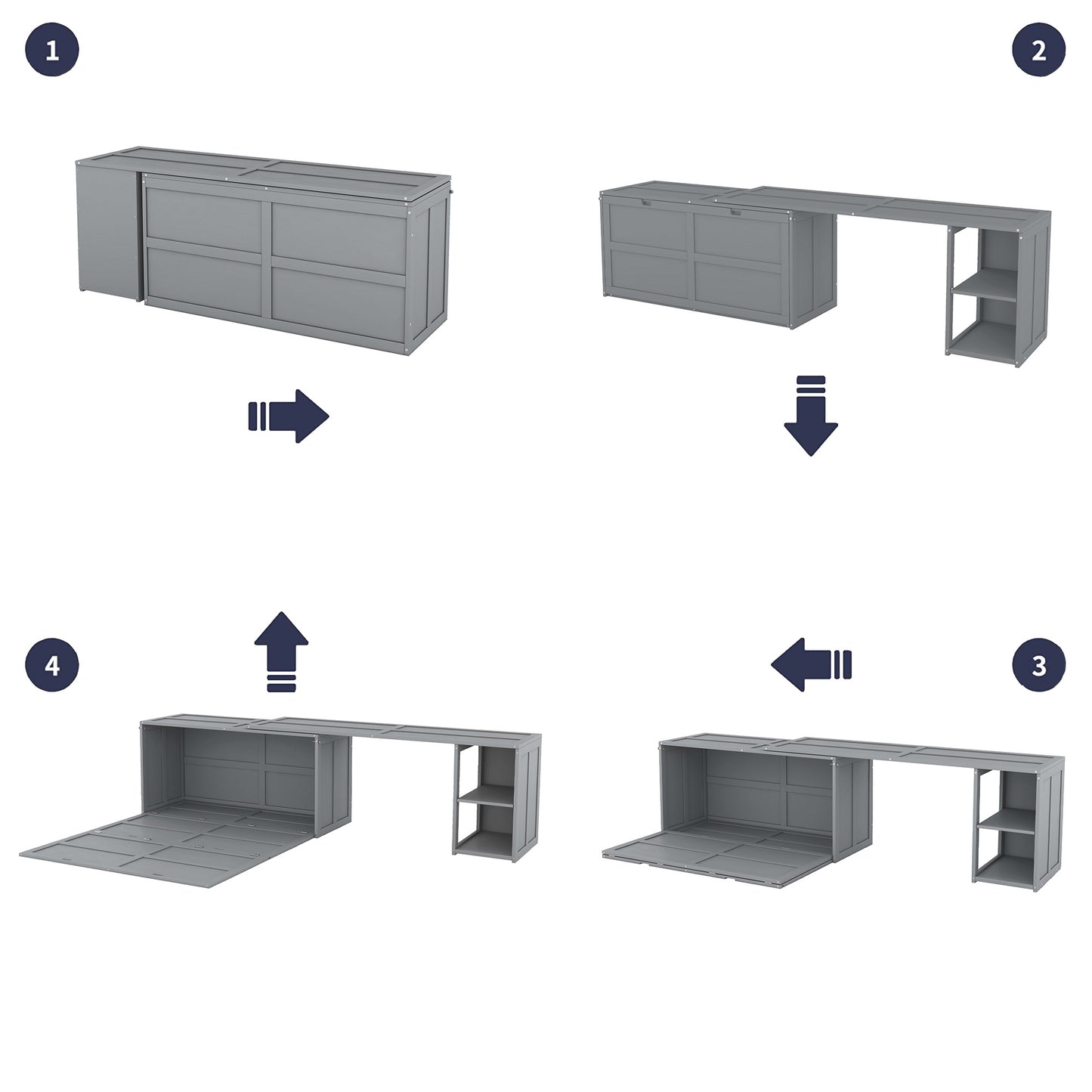 Queen Size Murphy Bed - Gray