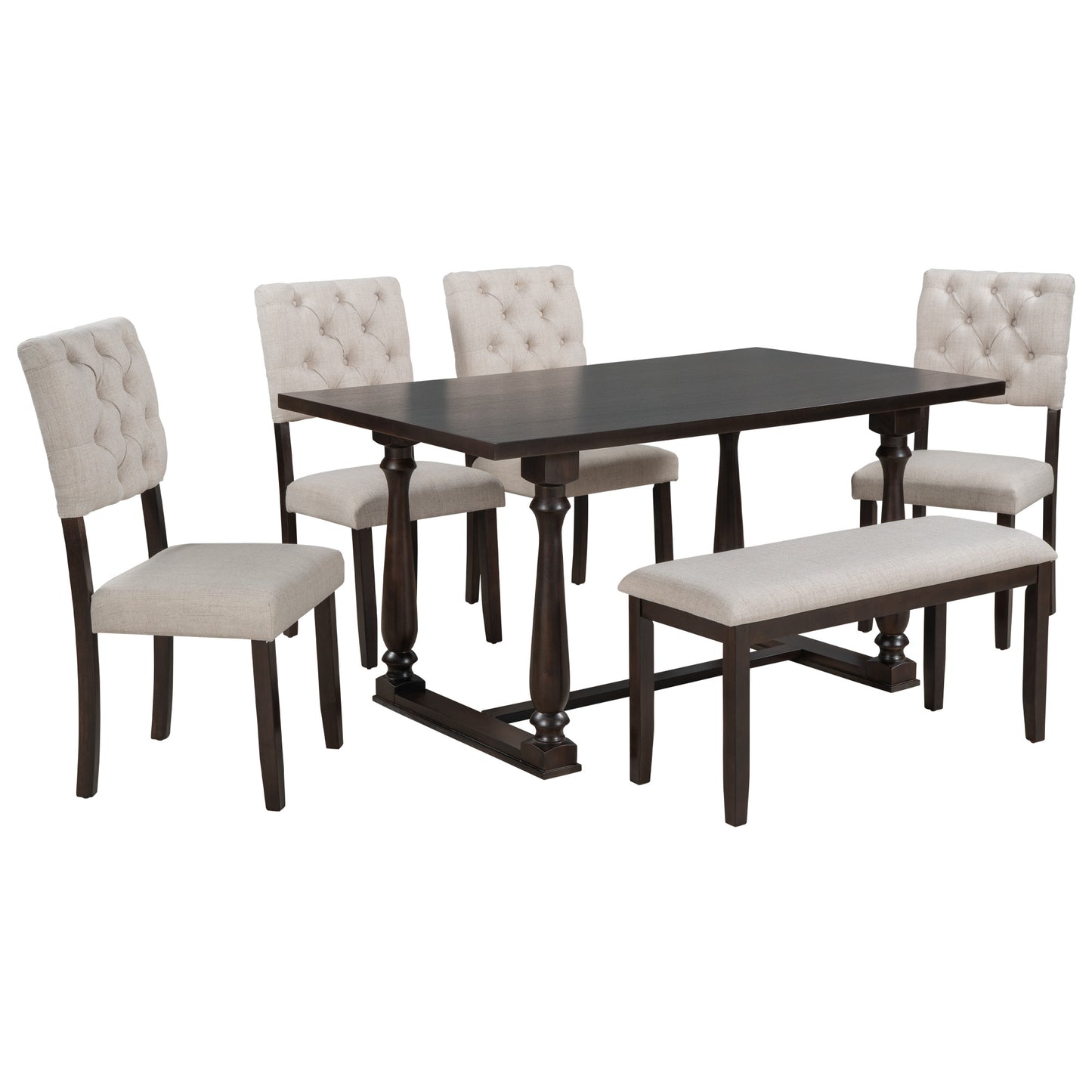 Dining Table With 4 Chairs and 1 Bench