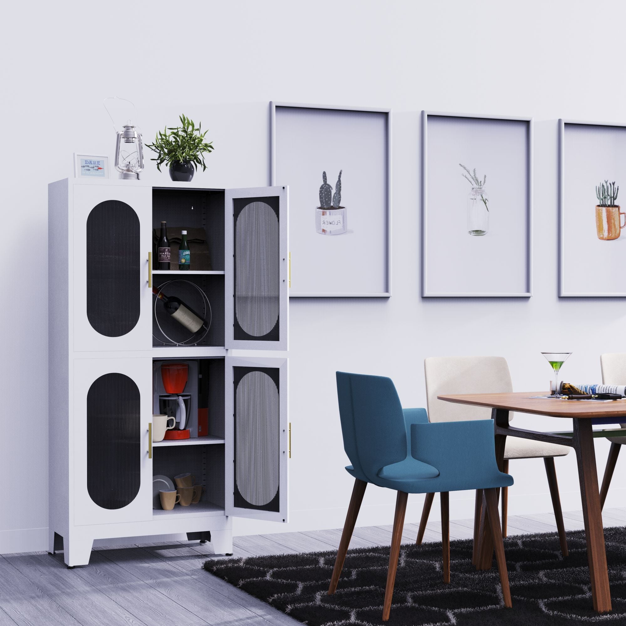 Metal Storage Cabinet with 3 Adjustable Shelves