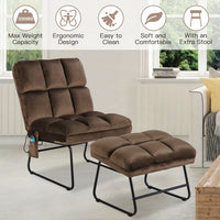 Velvet Massage Chair with Ottoman