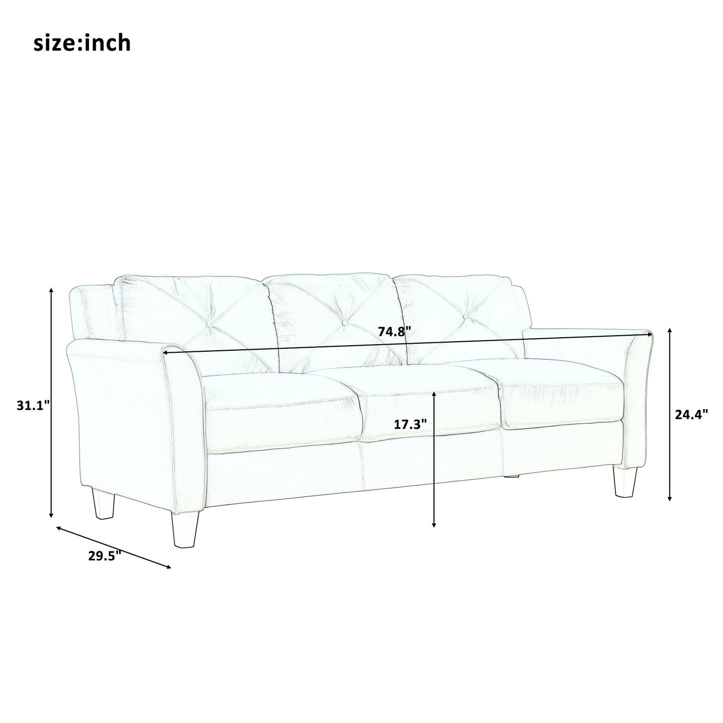 Tufted Sofa, Loveseat and Chair Set