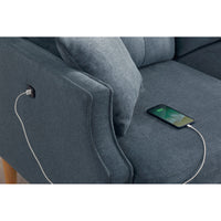 Blue Loveseat with Built-In USB Charging Port