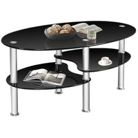 Tempered Glass Oval Coffee Table