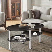 Tempered Glass Oval Coffee Table