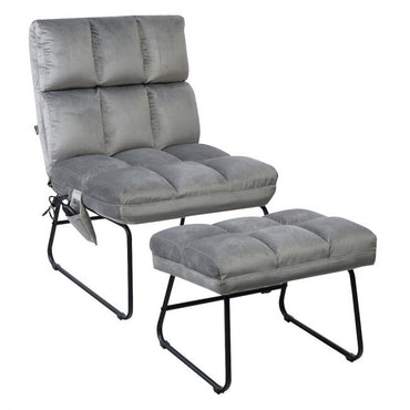 Velvet Massage Chair with Ottoman