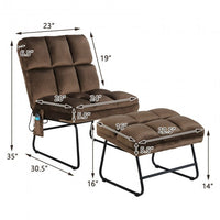 Velvet Massage Chair with Ottoman