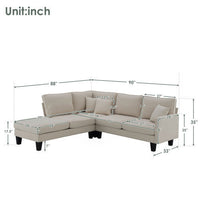 90" Modern Sectional Sofa with Chaise Lounge