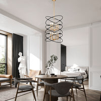 Metal Chandelier Fixture in Gold/Matte Black