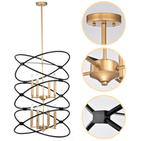 Metal Chandelier Fixture in Gold/Matte Black