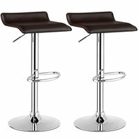 Adjustable Leather Backless Bar Stools - Set of 2