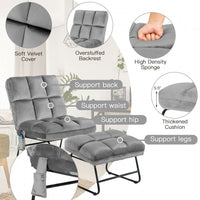 Velvet Massage Chair with Ottoman