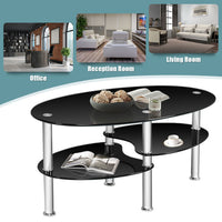 Tempered Glass Oval Coffee Table