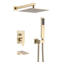 Wall Mounted Rainfall Shower Head System - Brushed Gold