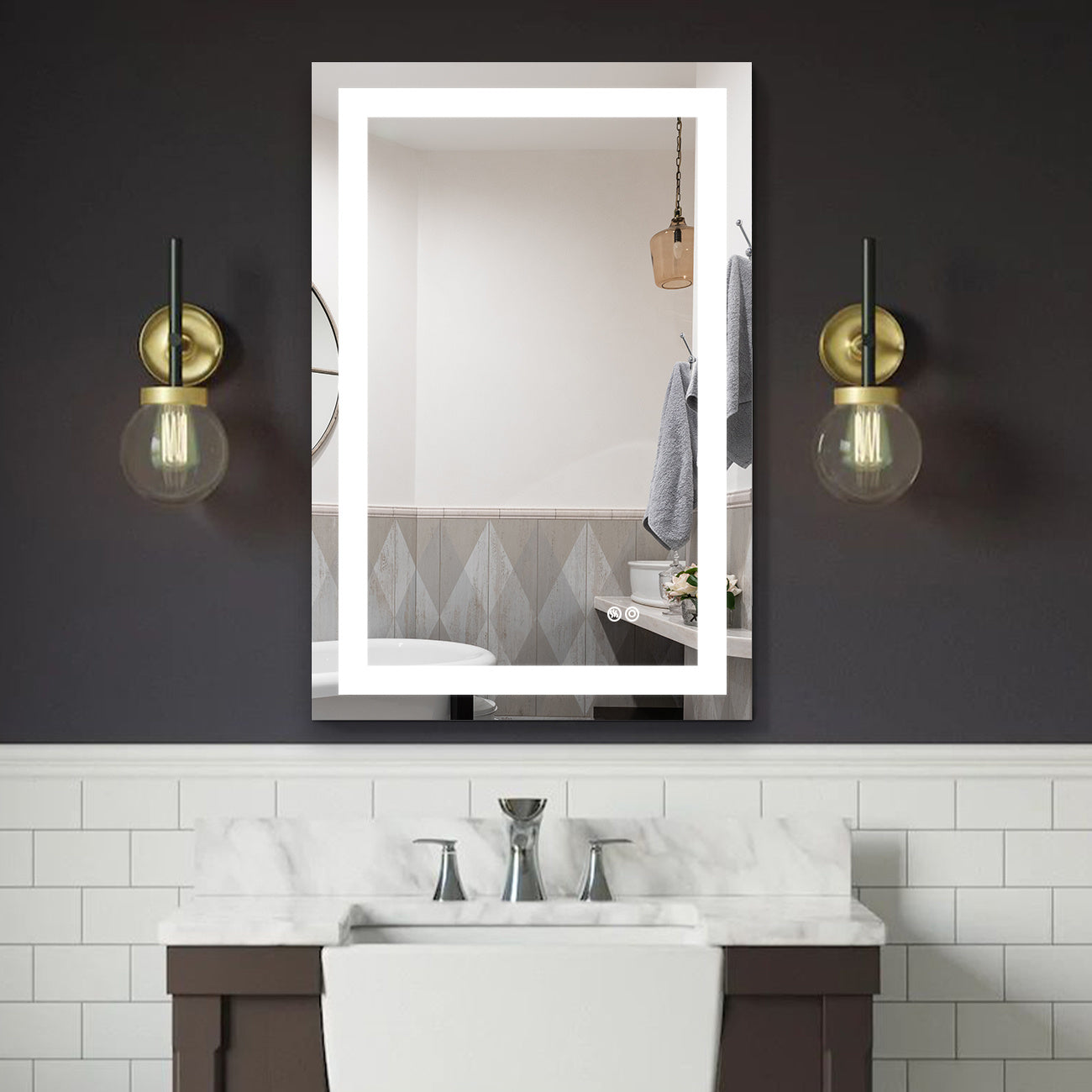 Frameless Rectangular LED Bathroom Mirror