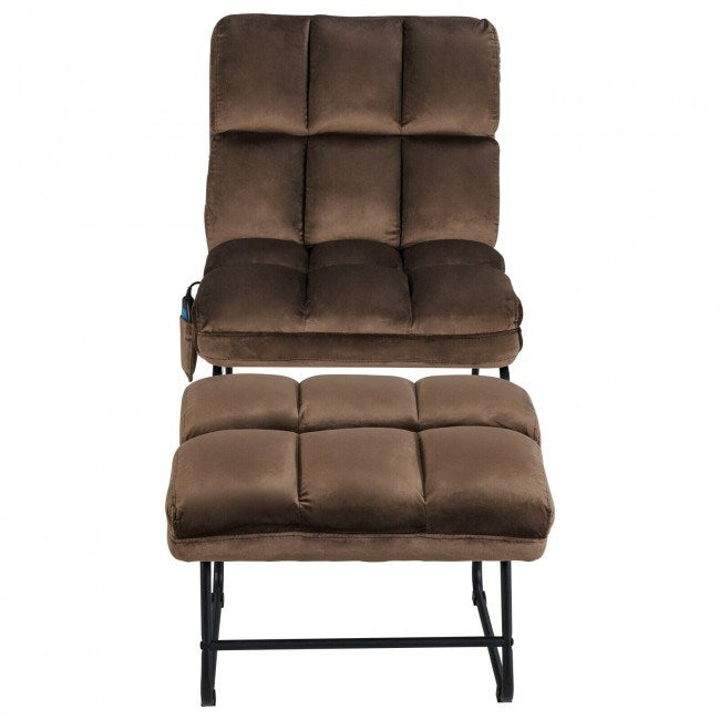 Velvet Massage Chair with Ottoman