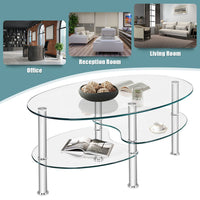 Tempered Glass Oval Coffee Table