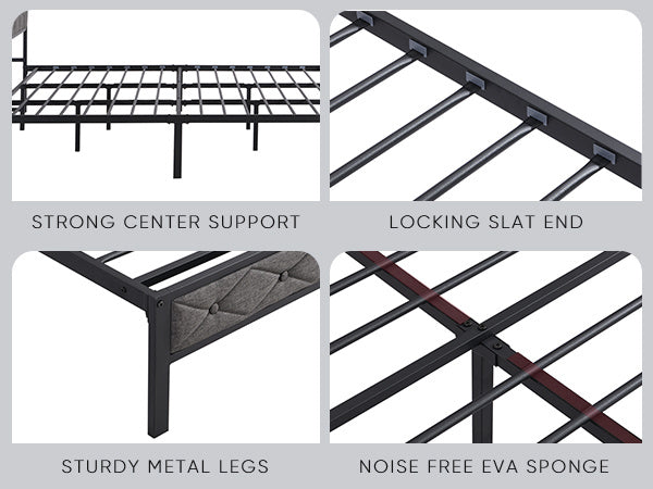 Bed frame With LED Lights & Charger - King