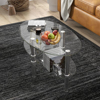 Tempered Glass Oval Coffee Table