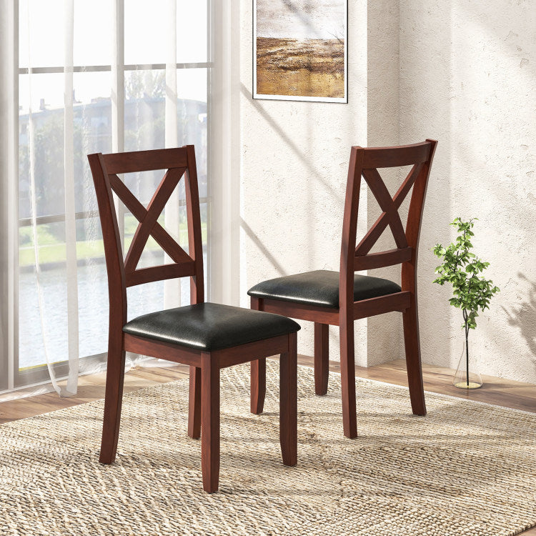 Wooden Dining Chair with Padded Seat - Set of 2