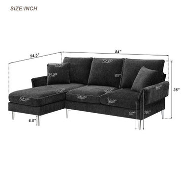 84" Sectional Sofa with Reversible Chaise Lounge