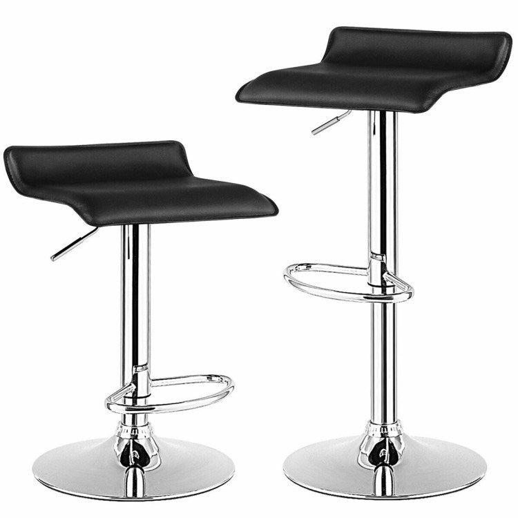 Adjustable Leather Backless Bar Stools - Set of 2