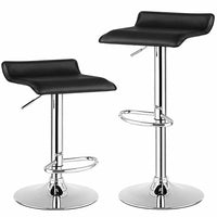 Adjustable Leather Backless Bar Stools - Set of 2