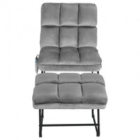 Velvet Massage Chair with Ottoman