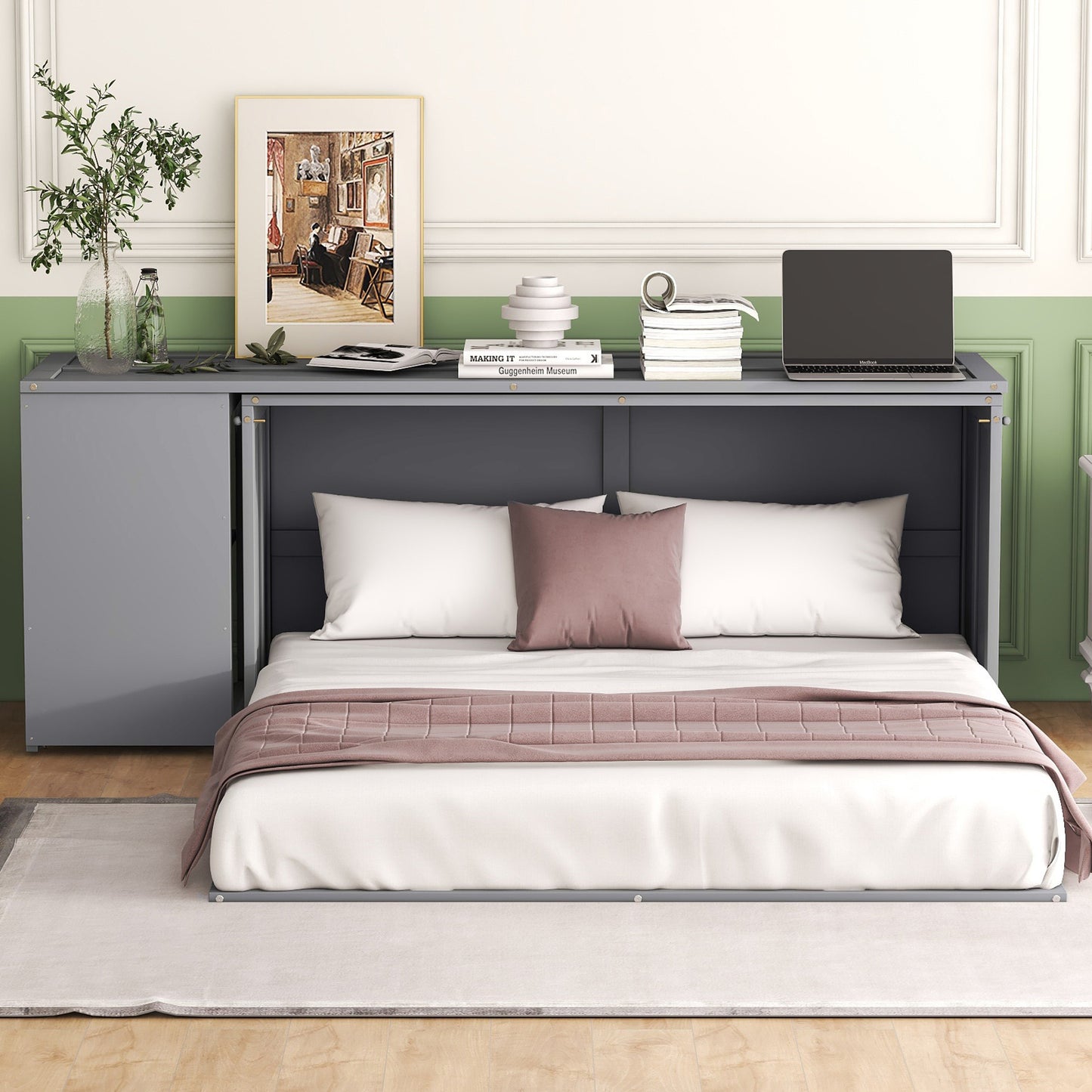 Queen Size Murphy Bed - Gray