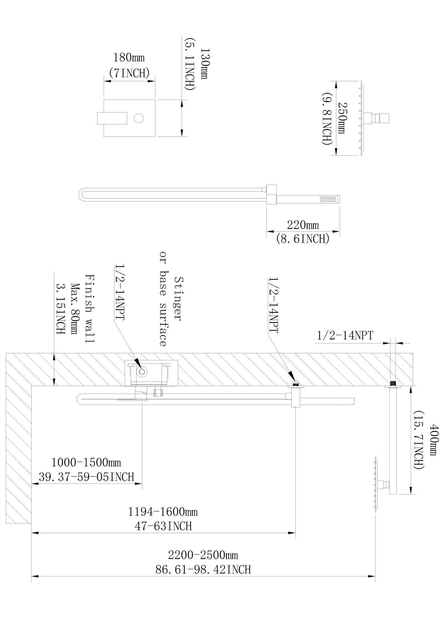 Thermostatic Shower Head - Silver