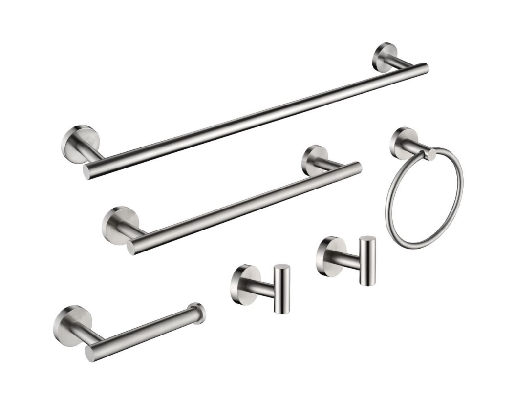 Stainless Steel Bathroom Towel Rack Set - 6 piece, Silver