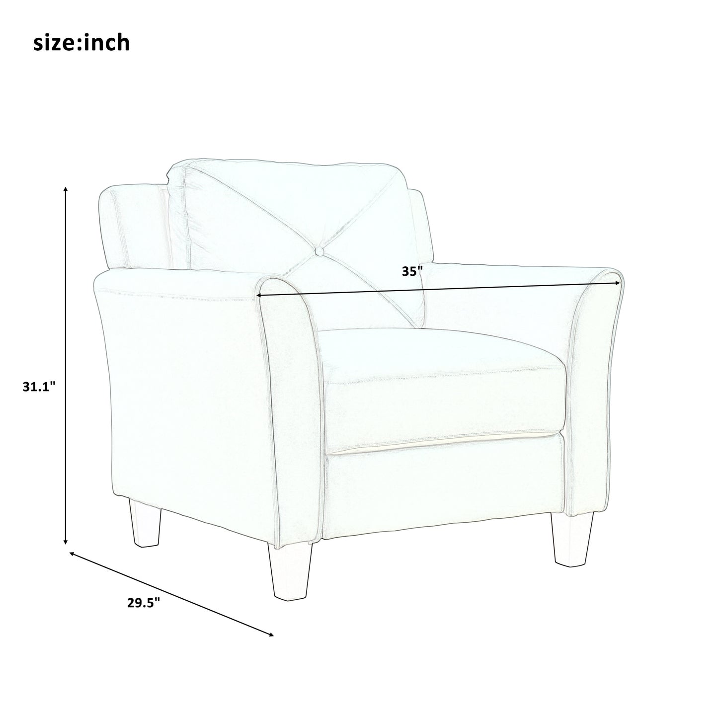 Tufted Sofa, Loveseat and Chair Set