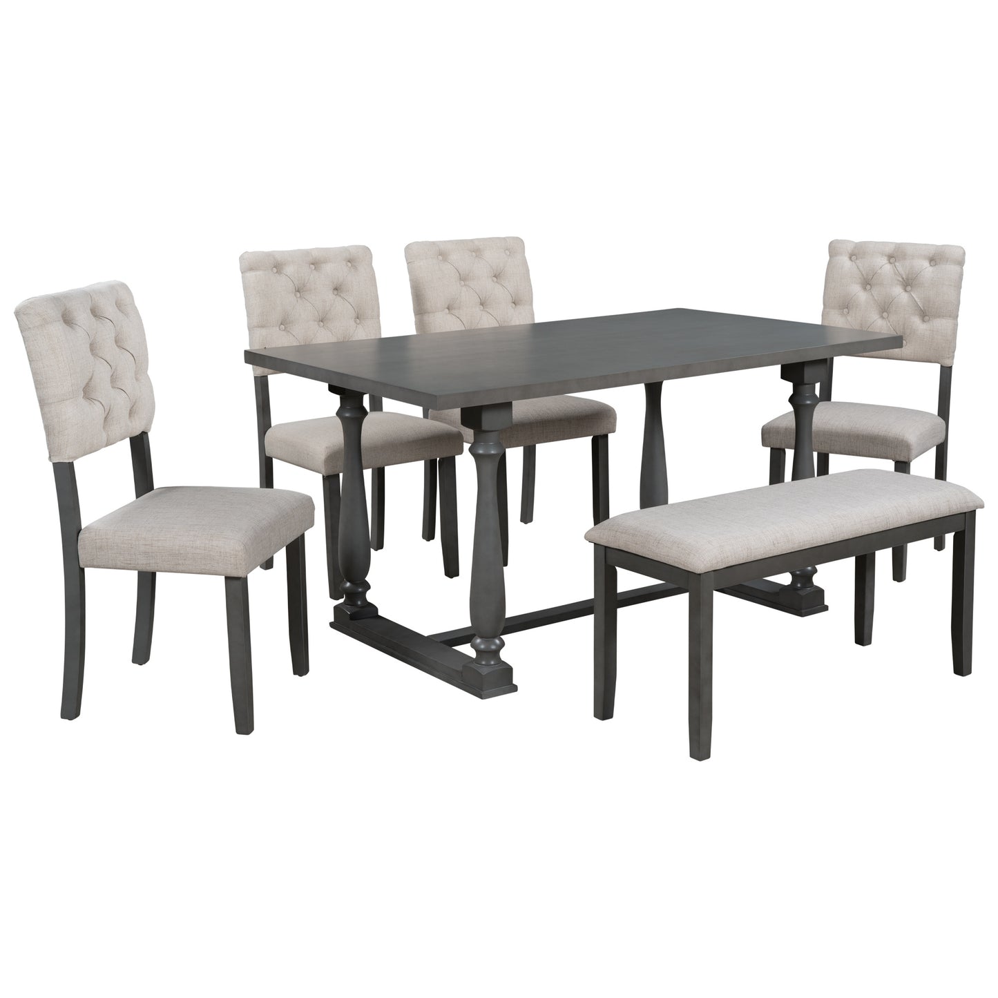 Dining Table With 4 Chairs and 1 Bench