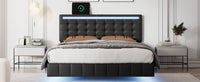 Floating Bed Frame with LED Lights and Charging Port - Full