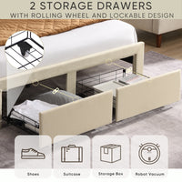 Bed Frame With Charge Ports and Storage - Queen