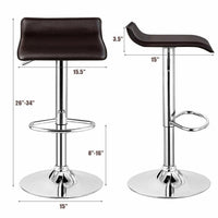 Adjustable Leather Backless Bar Stools - Set of 2