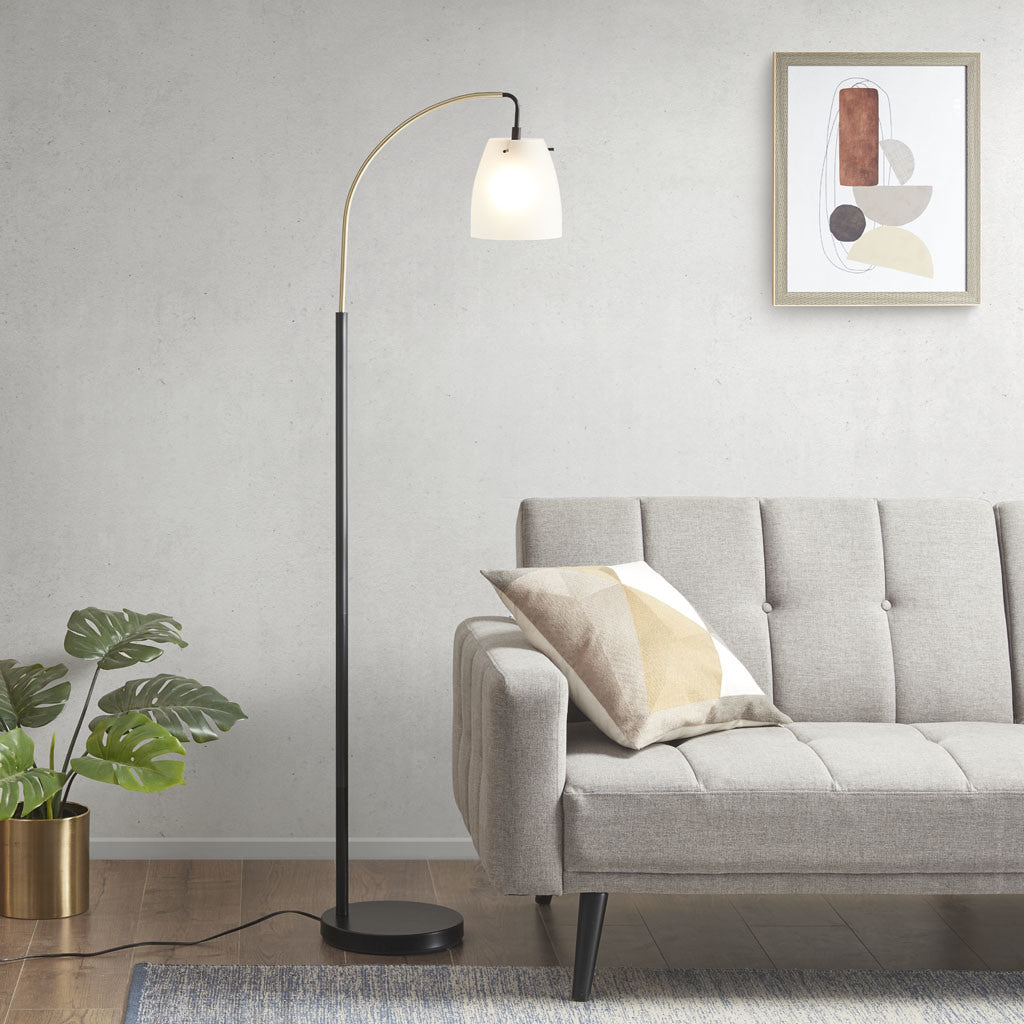 Arched Floor Lamp with Frosted Glass Shade