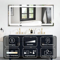 Frameless Rectangular LED Bathroom Mirror