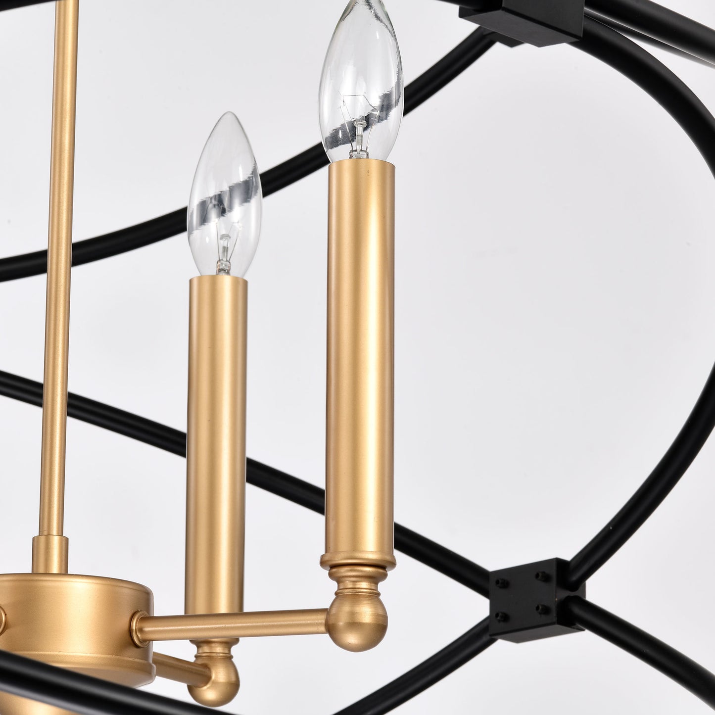 Metal Chandelier Fixture in Gold/Matte Black