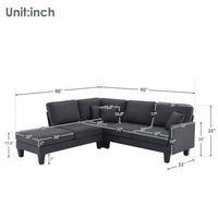 90" Modern Sectional Sofa with Chaise Lounge