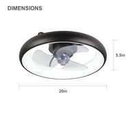 20 Inch Ceiling Fan with Lights Dimmable LED