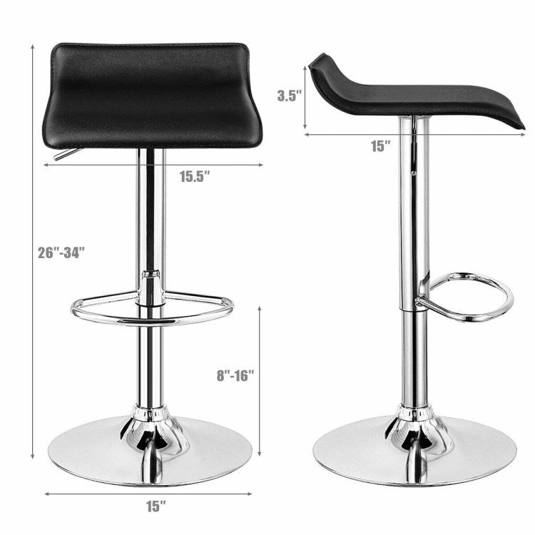 Adjustable Leather Backless Bar Stools - Set of 2