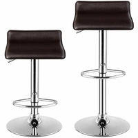 Adjustable Leather Backless Bar Stools - Set of 2