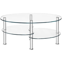 Tempered Glass Oval Coffee Table