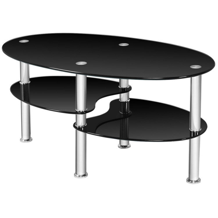 Tempered Glass Oval Coffee Table