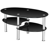 Tempered Glass Oval Coffee Table