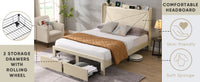 Bed Frame With Charge Ports and Storage - Queen