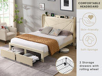 Bed Frame With Charge Ports and Storage - Queen