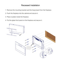 Tempered Glass Front Electric Fireplace with Remote 60"