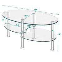 Tempered Glass Oval Coffee Table