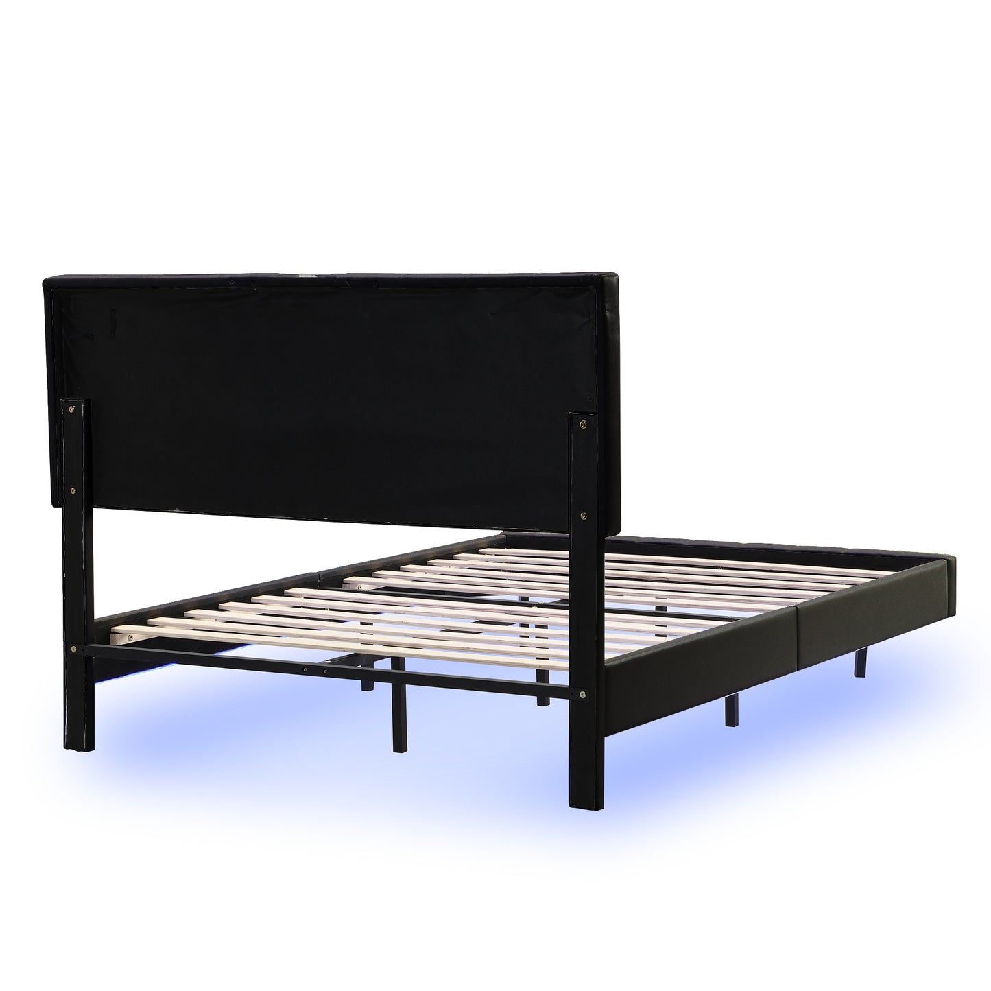 Floating Bed Frame with LED Lights and Charging Port - Full